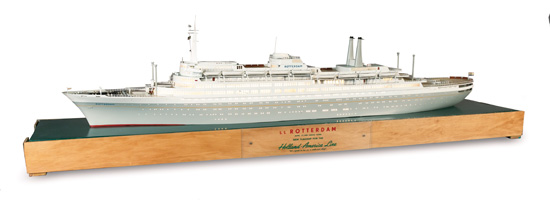 (HOLLAND-AMERICA LINE.) "Rotterdam." Fine travel agency waterline model of the ship,